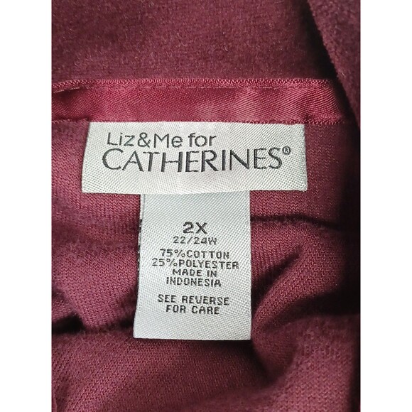 Liz & Me Catherines Velvet Jacket Burgundy Full Zip Plus Size 2X - Picture 6 of 7
